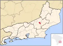 Location of Cordeiro in the state of Rio de Janeiro