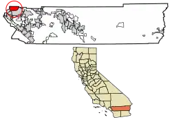 Location of Jurupa Valley in Riverside County, California.