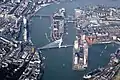 Rotterdam Erasmusbrug from above looking east