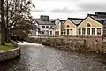 Rudbeck High School (Rudbecksgymnasiet) in Tidaholm, along the Tidan River.
