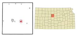 Location within Russell County and Kansas