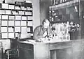 Anton Dohrn with a Zeiss microscope