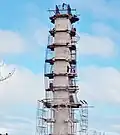 Earlier photo of the statue showing the armature and the 3m x 3m core shaft