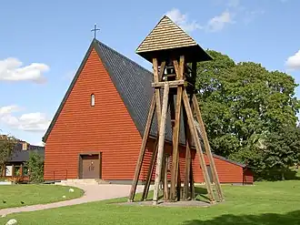 Salabacke Church with clock tower