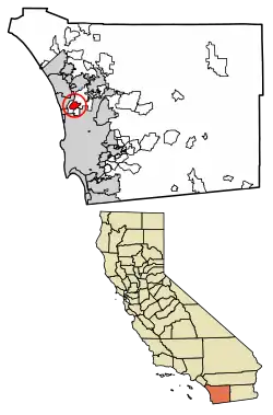 Location in San Diego County, California.