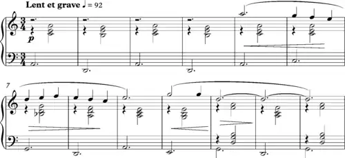 musical score with simple, slow music for solo piano