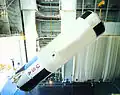 Saturn V S-IC stage vertical hoisting in the South VAB in 1967
