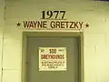 Wayne Gretzky's name on the wall.