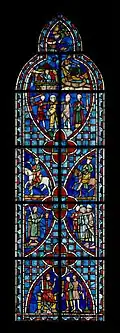 Scenes from the Legend of Saint Vincent of Saragossa; 1245–1247; pot-metal glass, vitreous paint, and lead; overall: 373.4 x 110.5 cm; Metropolitan Museum of Art (New York City)