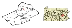 Location of Mahanoy City in Schuylkill County, Pennsylvania.