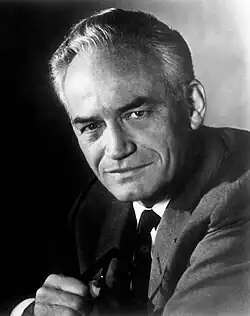 Black-and-white head shot of Goldwater smiling