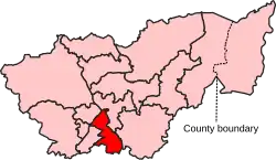 Map showing the location of the Sheffield South East constituency in South Yorkshire under the boundaries created by the 2023 boundary review and first used at the 2024 general election.