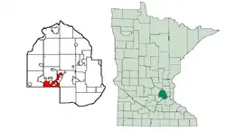 Location of Shorewood within Hennepin County, Minnesota