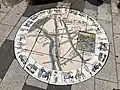 Closer view of the map at the historic starting point of Ōme-kaidō