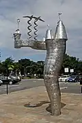 Sculpture at the station entrance by Denis O'Connor Sculpture Works