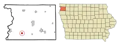 Location of Ireton, Iowa