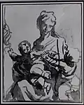 Virgin and Child, ink and wash on paper