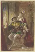 Seated cavalier with a lady, by Lunteschütz