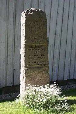 Stone marker commemorating the Søgne representative at the Eidsvold Constitutional Convention in 1814