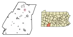 Location of Hooversville in Somerset County, Pennsylvania.