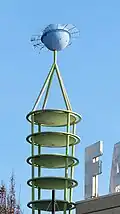 Googie-style space needle at Pickering Town Centre, which was part of the former Famous Players theatre. This has since been removed.