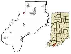 Location of Gentryville in Spencer County, Indiana