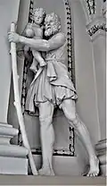 St. Christopher carrying newborn Jesus.