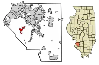Location of Millstadt in St. Clair County, Illinois.