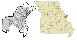 Location of Country Club Hills, Missouri