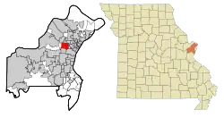 Location of Overland, Missouri