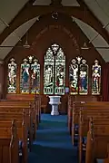 German stained-glass windows at the 'west' end of the church