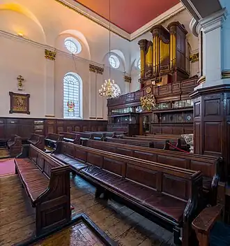 Looking diagonally across to the organ