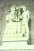 A look at the temple's stonework along Wilshire Blvd.