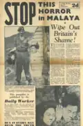Anti-war leaflet published in 1952 protesting British headhunting in Malaya