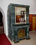 Fireplace in entrance hall.