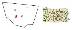 Location of Eagles Mere in Sullivan County, Pennsylvania.