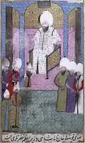 Sultan Murad III receiving the child Haydar Mirza at the Topkapı Palace in Istanbul