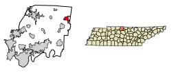 Location of Westmoreland in Sumner County, Tennessee.