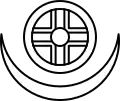 Sun cross of Ashur and crescent moon of Nanna