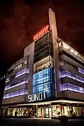 The Sundt building at night in 2011