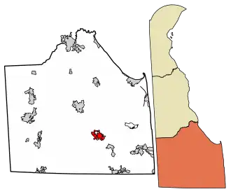 Location of Millsboro in Sussex County, Delaware