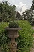 Garden features in the formal gardens on the eastern side of the house, with views across to Sydney Opera House.