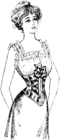 Straight-front short corset of ribbon, named Ribbon Corset, circa 1901.[6] (concealed underwear 1901-1908)