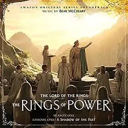 Album cover featuring a screenshot from the episode, depicting a group of Elves gathered in front of the Sun.