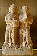 2nd-3rd century A.D., Roman Syria. Tibia and tambourine players