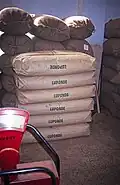 Raw Tea bags before processing at Luponde tea factory in the rear 1992