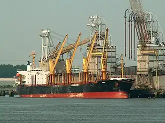 Ship with cranes