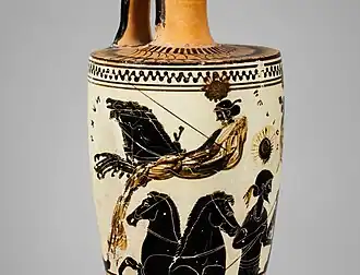 Cloaked Nyx, flying a two-horse chariot