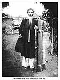 A sixty-year old candidate with his tent. Candidates were required to build their own tents.