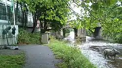 The river with in-flow sculpture